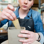 Meghan Downs at work in the YAS ceramics starter studio at Manor Oaks in Sheffield 2017